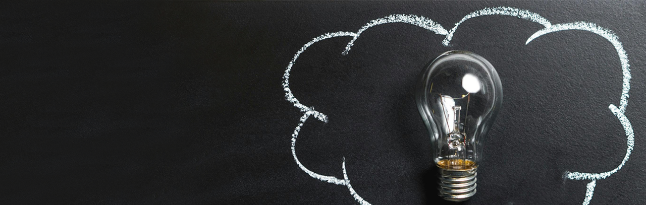 Lightbulb on chalkboard